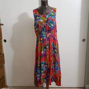 Vintage button up tropical maxi dress size 10